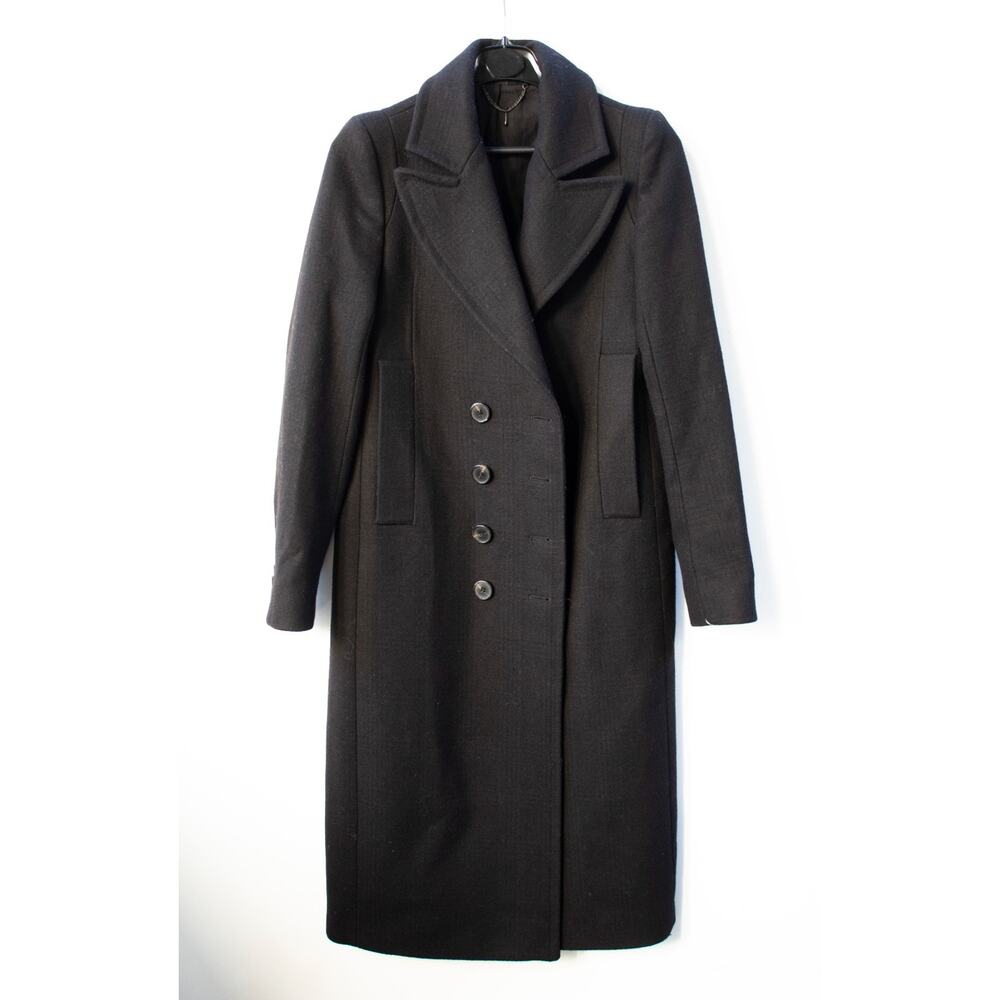 AllSaints Blair Shadow Coat Wool Blend Black Size 4